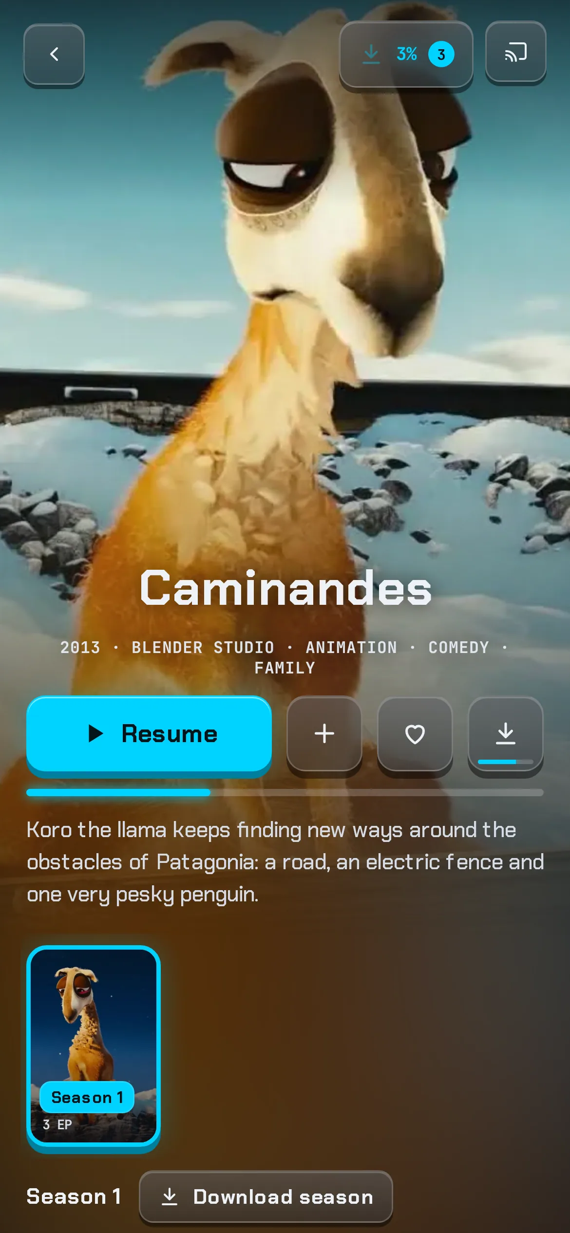 A title's details page on a phone