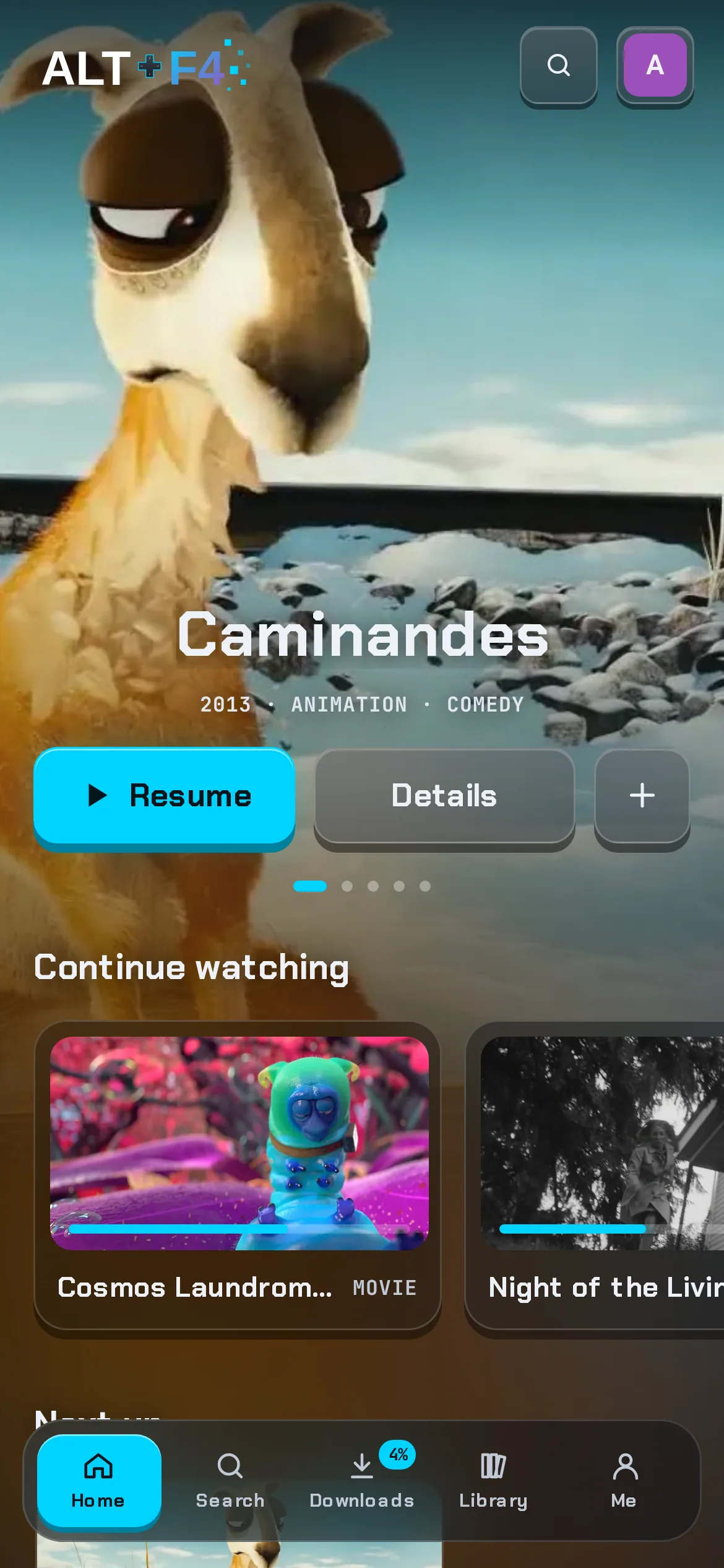 Altffour's Home screen on a phone