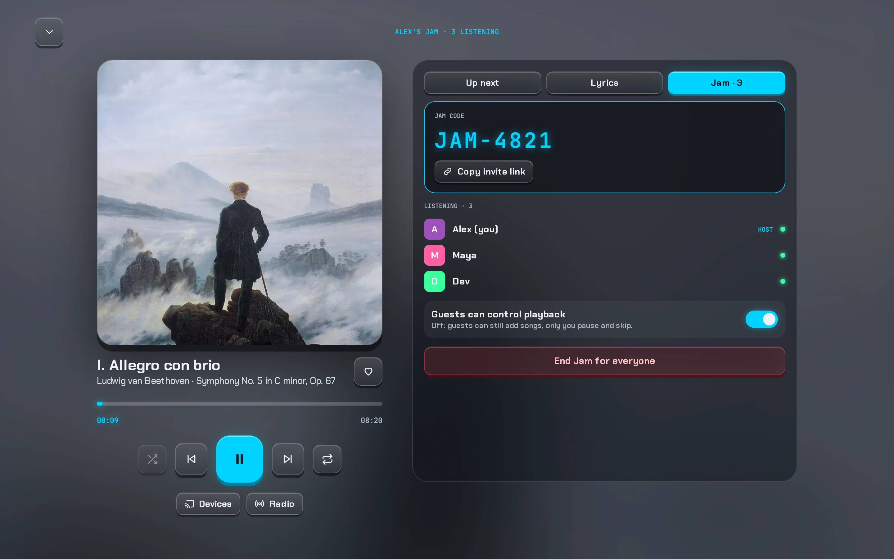 Music with a Jam in progress