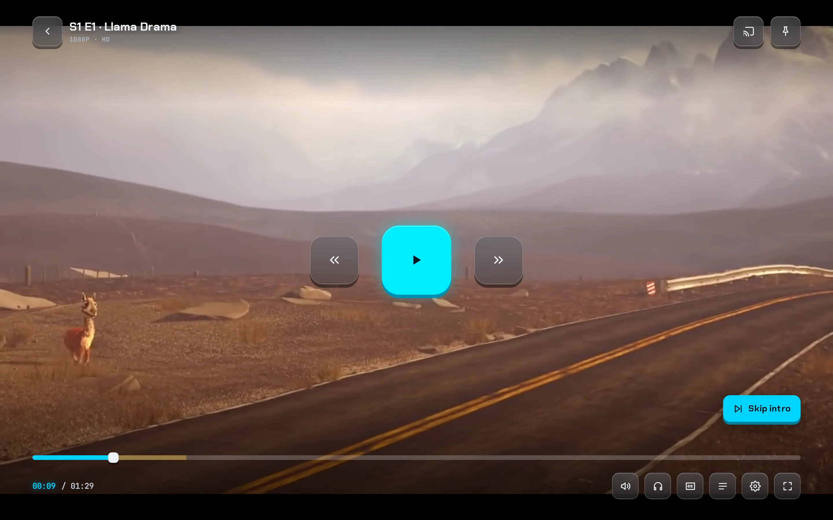 The player's Skip intro key with the intro marked on the seek bar